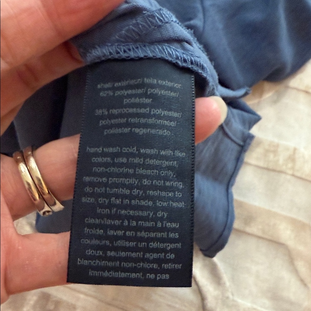 Tommy Hilfiger Navy Blouse with Ruffled Neckline - Picture 6 of 8